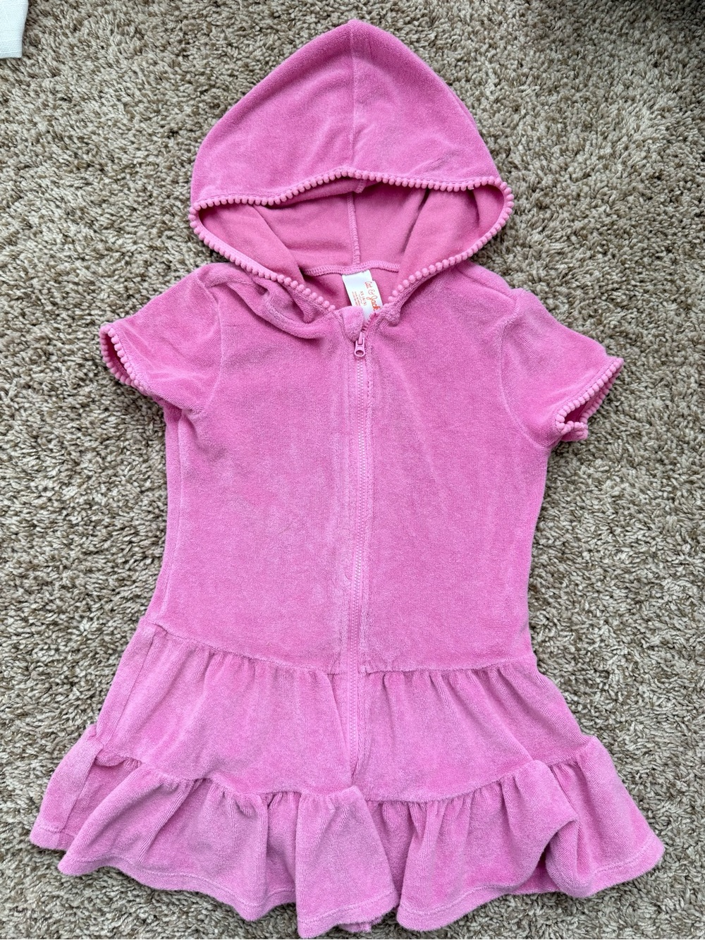 Cat & Jack Pink Terry Hooded Swim Cover-Up 4/5